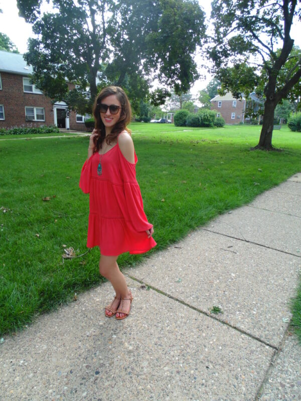 Crinkle Sweetheart Cold Shoulder Dress