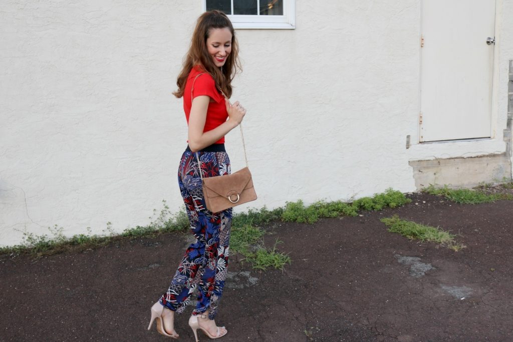Trend to try: Patterned Soft Pants - H&M fall outfit on Coming Up Roses