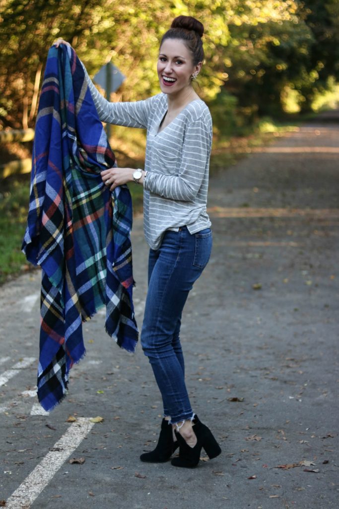 How to Wear a Blanket Scarf 10 Ways - 10 Ways to Wear a Plaid Blanket Scarf by popular Philadelphia fashion blogger Coming Up Roses