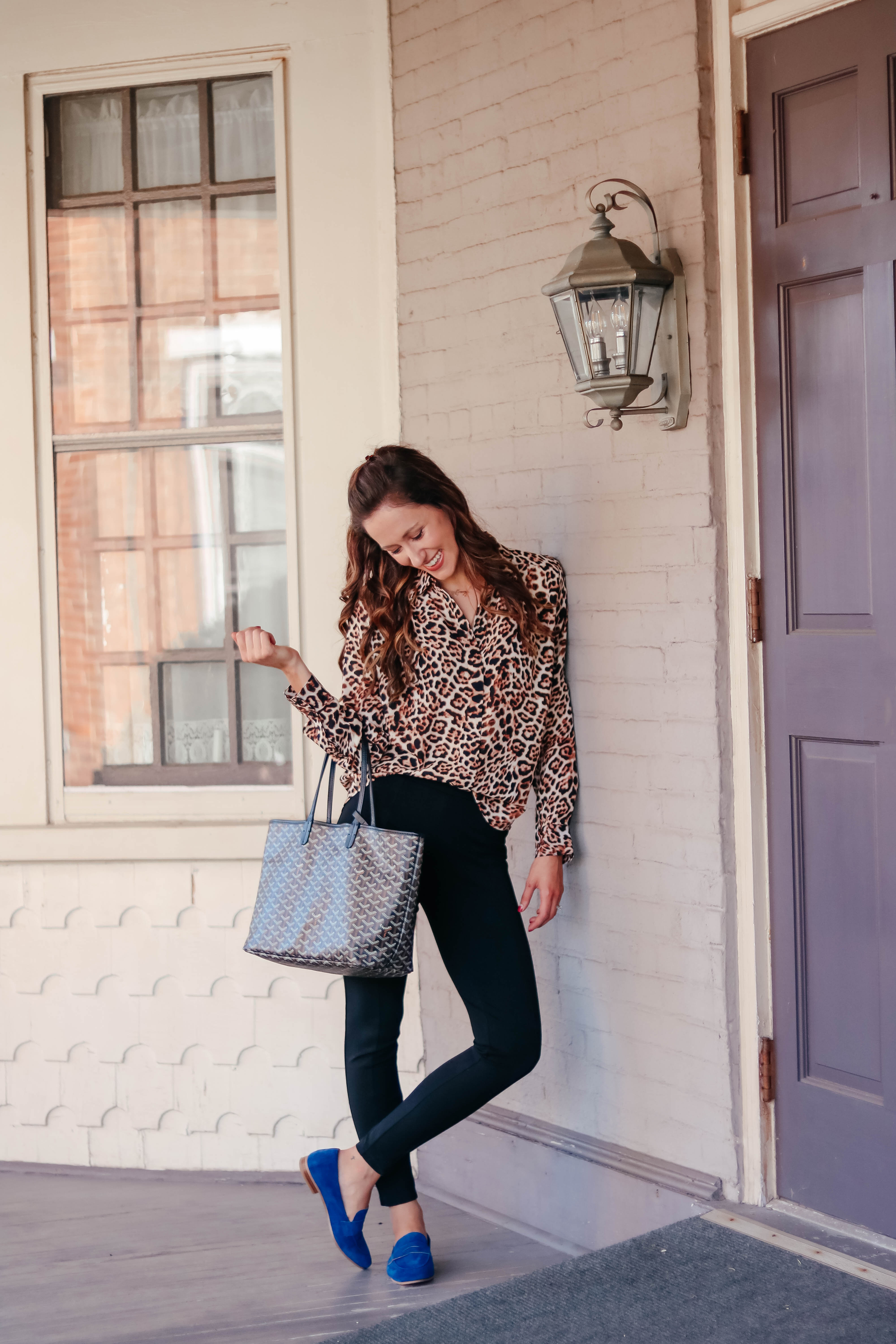 From Desk to Drink and Work to Weekends - a perfect Leopard Blouse and ponte pant outfit! - on Coming Up Roses