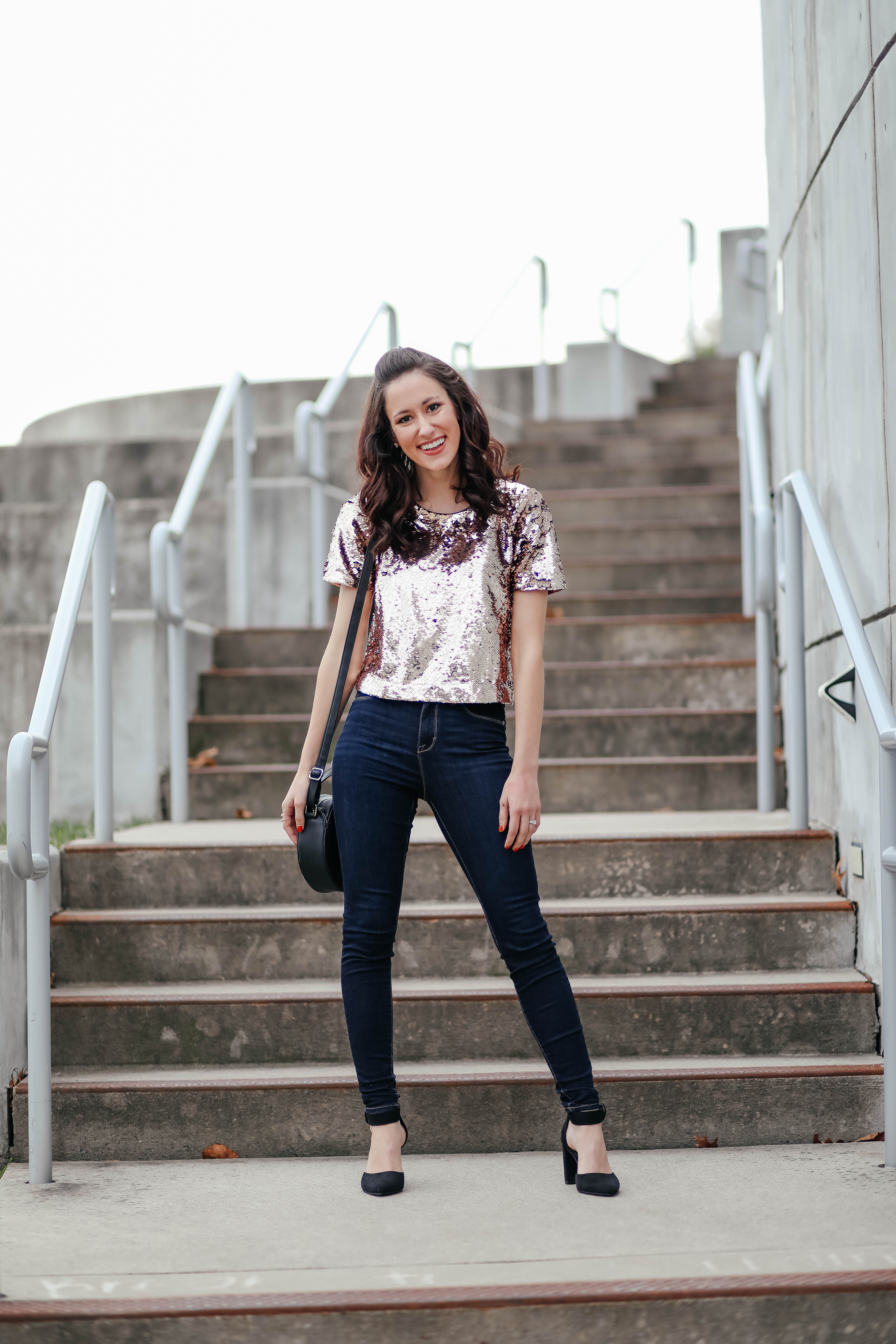 TWO Ways to Wear Sequins for the Holidays - Affordable Holiday Looks from Walmart on Coming Up Roses