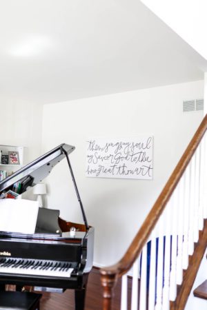 NEW HOUSE TOUR: Piano Room! Our music space + home library, on Coming Up Roses
