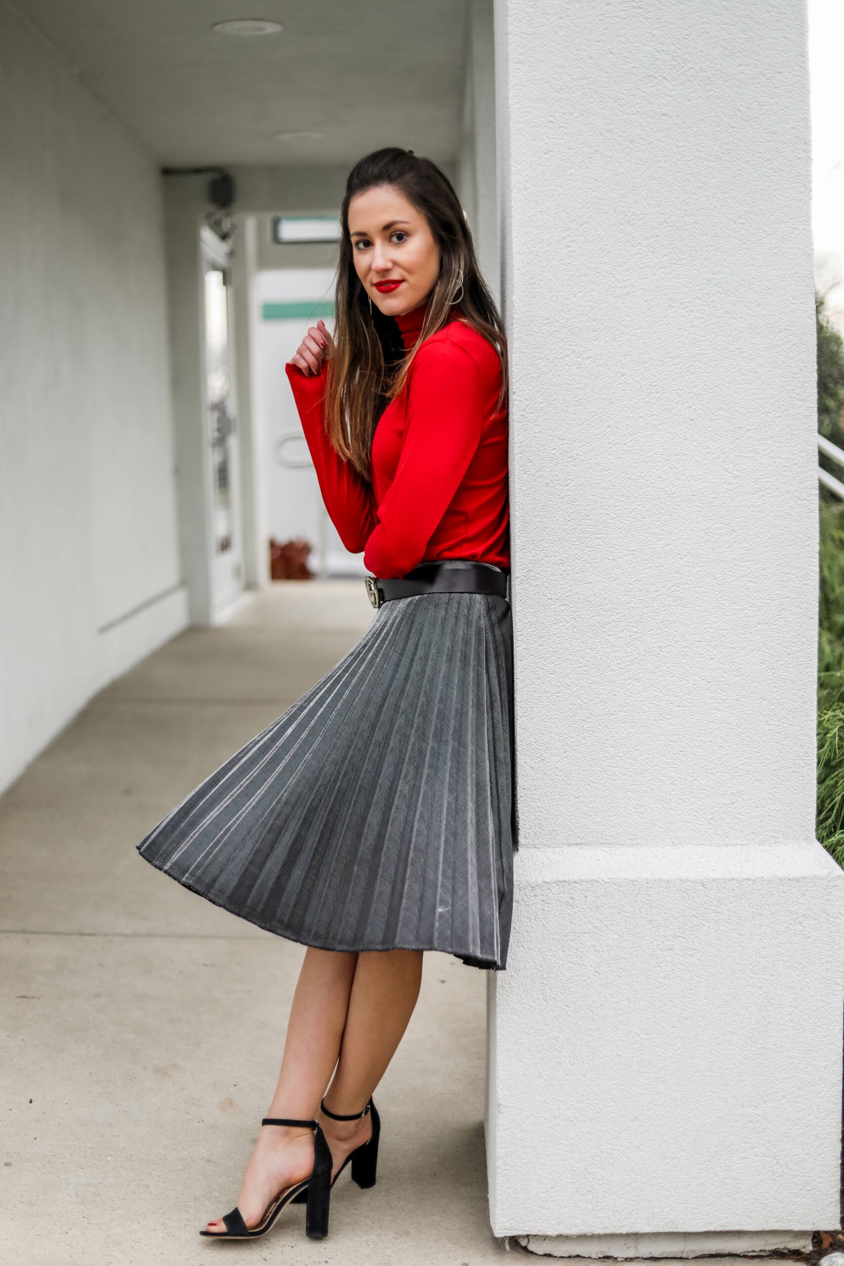 AFFORDABLE HOLIDAY LOOK - Pleated Skirt Outfit from Target on Coming Up Roses