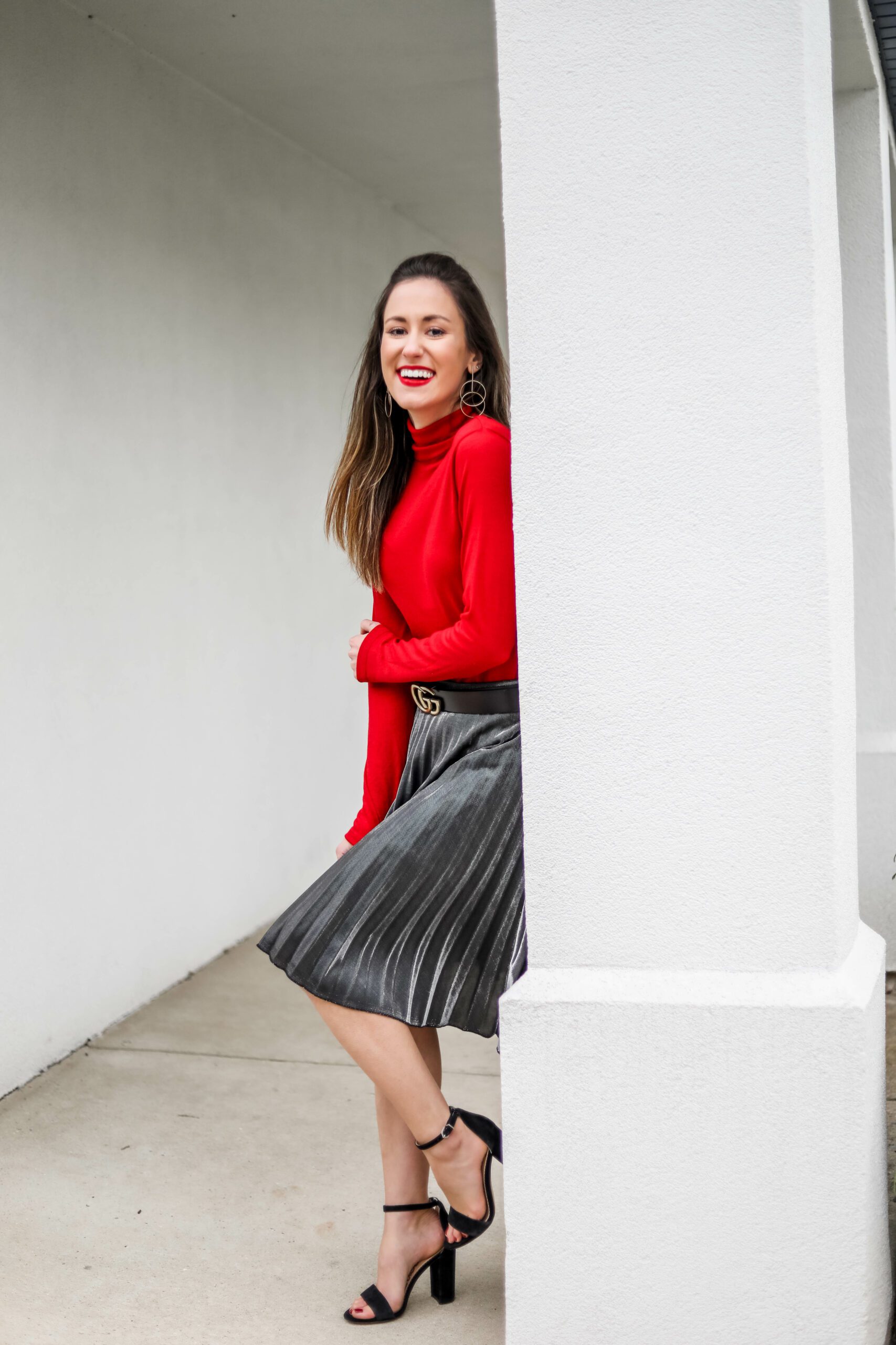 AFFORDABLE HOLIDAY LOOK - Pleated Skirt Outfit from Target on Coming Up Roses
