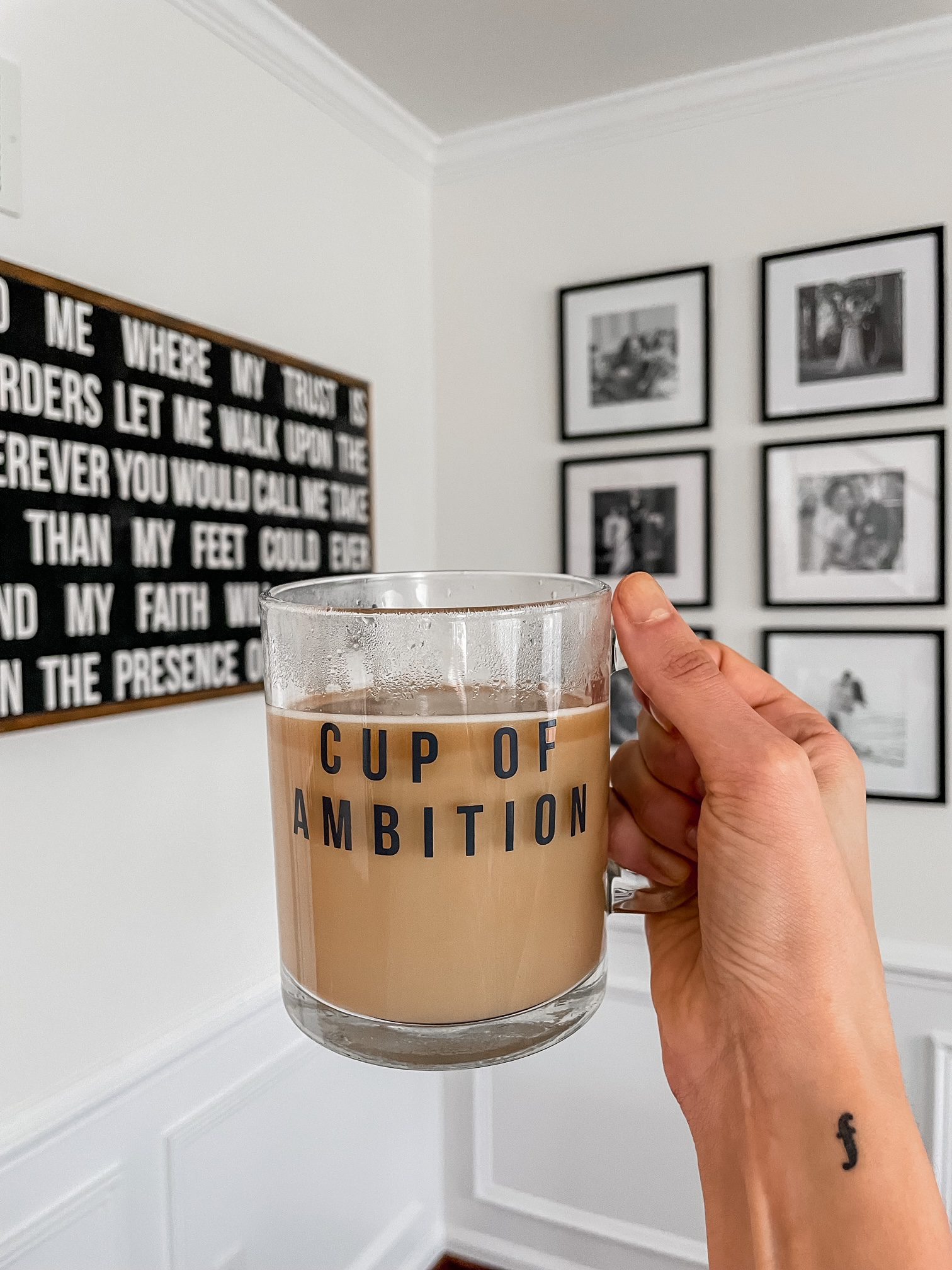 CUP OF AMBITION clear coffee mug