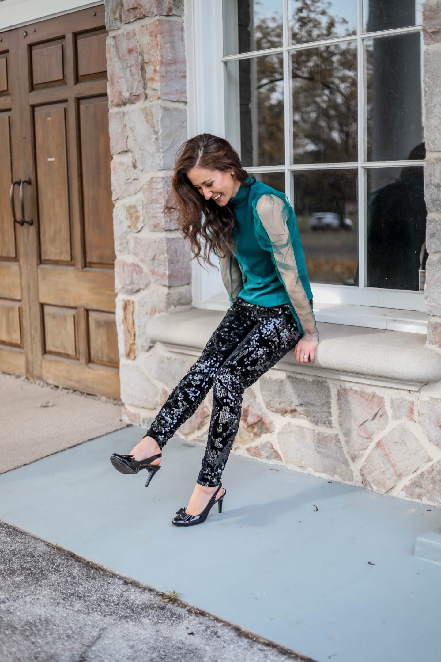 Holiday Party Outfit: $20 AMAZON TOP + SEQUIN LEGGINGS