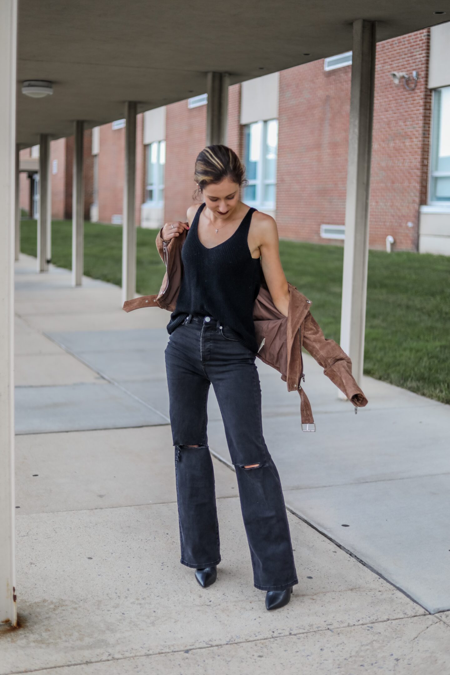 Black sweater tank fall outfit idea - on Coming Up Roses