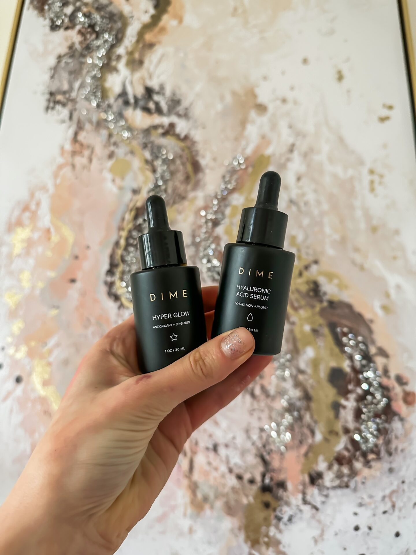 DIME Beauty Reviews - the Hyper Glow Serum and Hyaluronic Acid Serum on Coming Up Roses