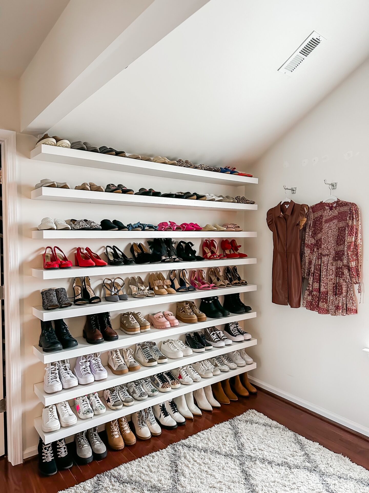 DREAM SHOE SHELF SYSTEM - An incredible before-and-after closet transformation and master closet organization project with luxury Philadelphia professional organizers, The Organized Home Co.
