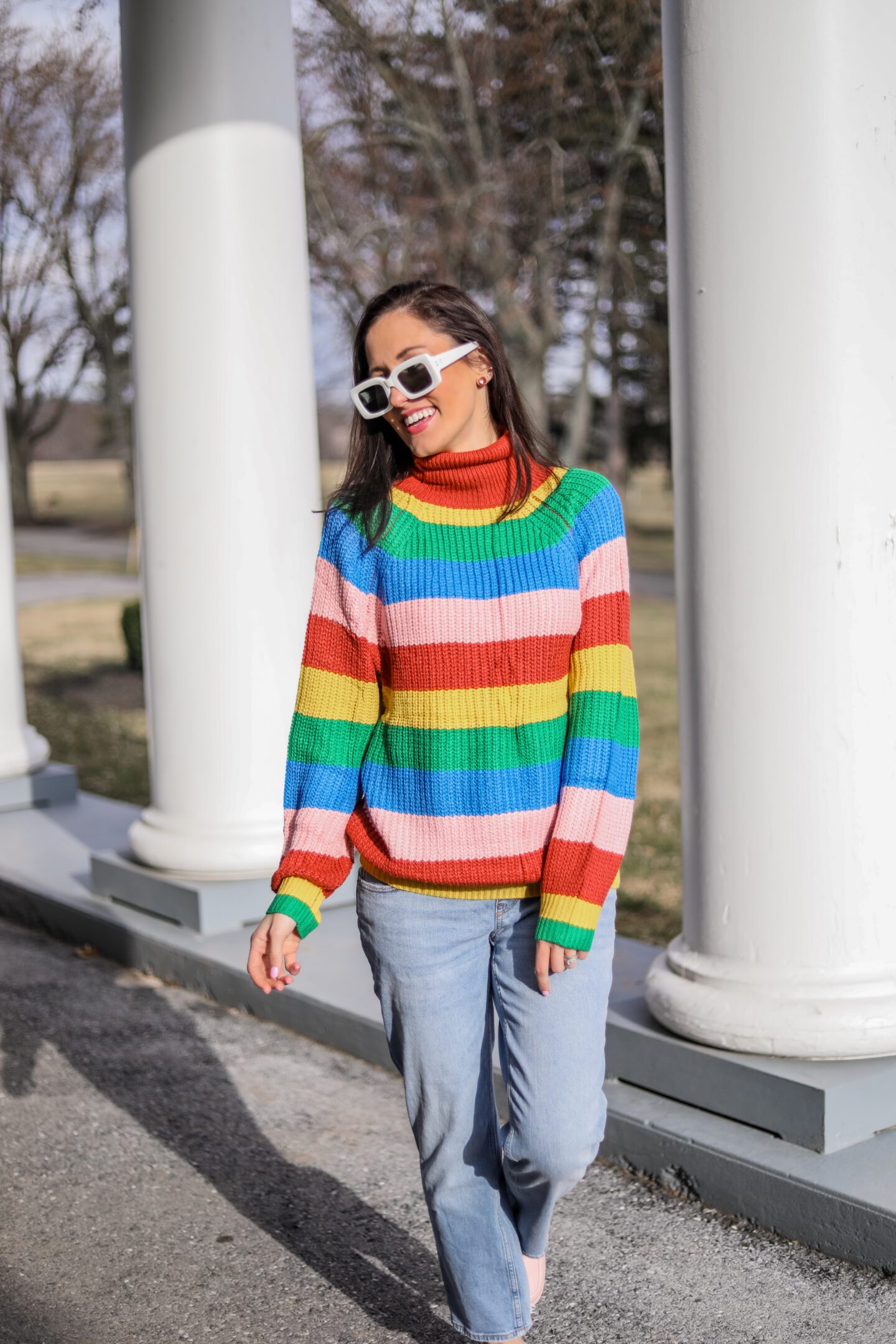 How to wear a sweater in spring - Transitional outfit idea on Coming Up Roses
