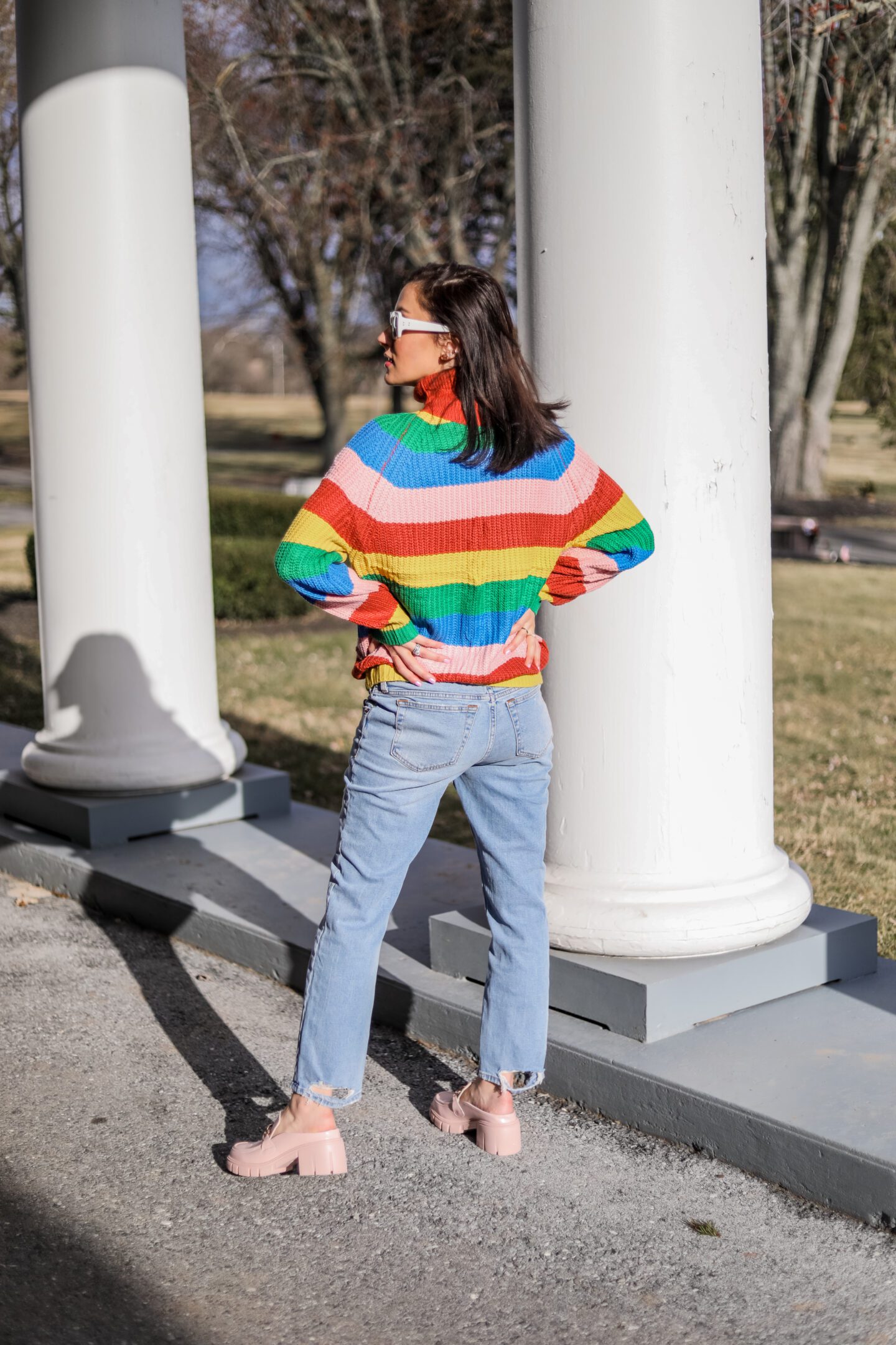 Striped rainbow sweater under $50 - on Coming Up Roses