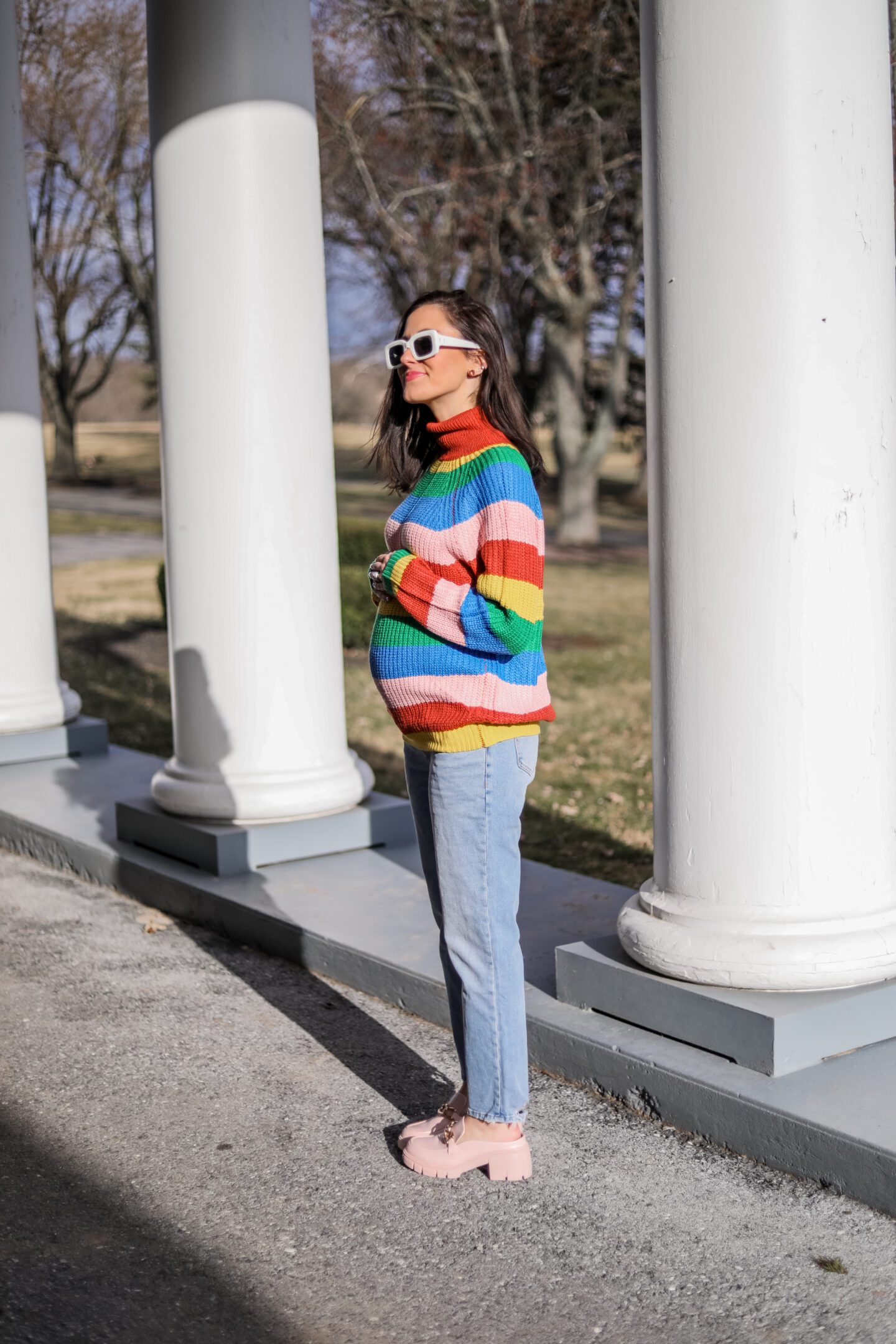Striped rainbow sweater under $50 - on Coming Up Roses