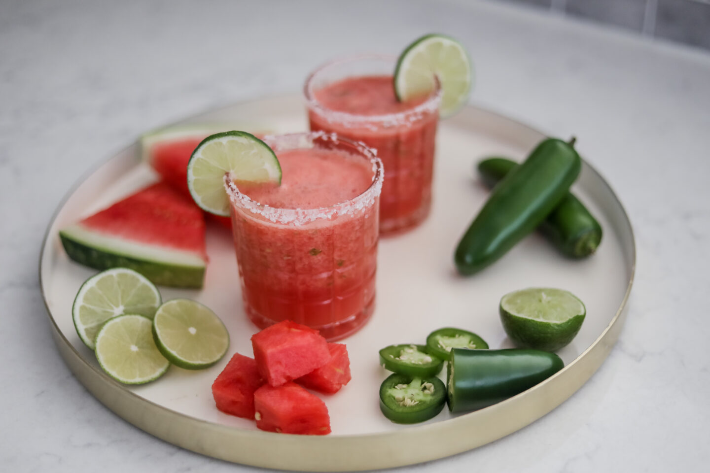 Frozen Spicy Watermelon Margarita Mocktail - Easy Refreshing Drink Recipe on Coming Up Roses