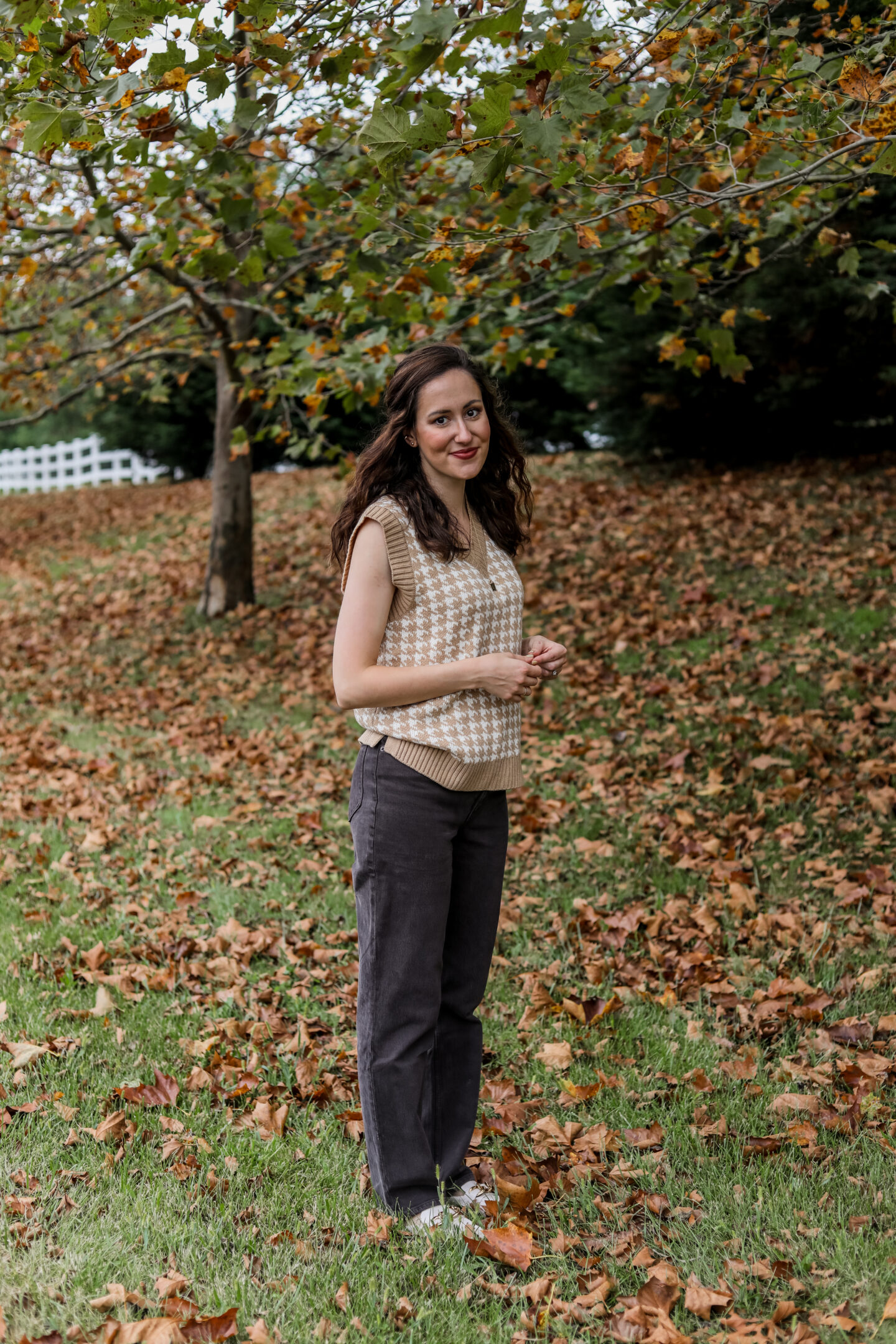 SWEATER VEST OUTFIT IDEA - Easy Transitional Outfit Idea on Coming Up Roses
