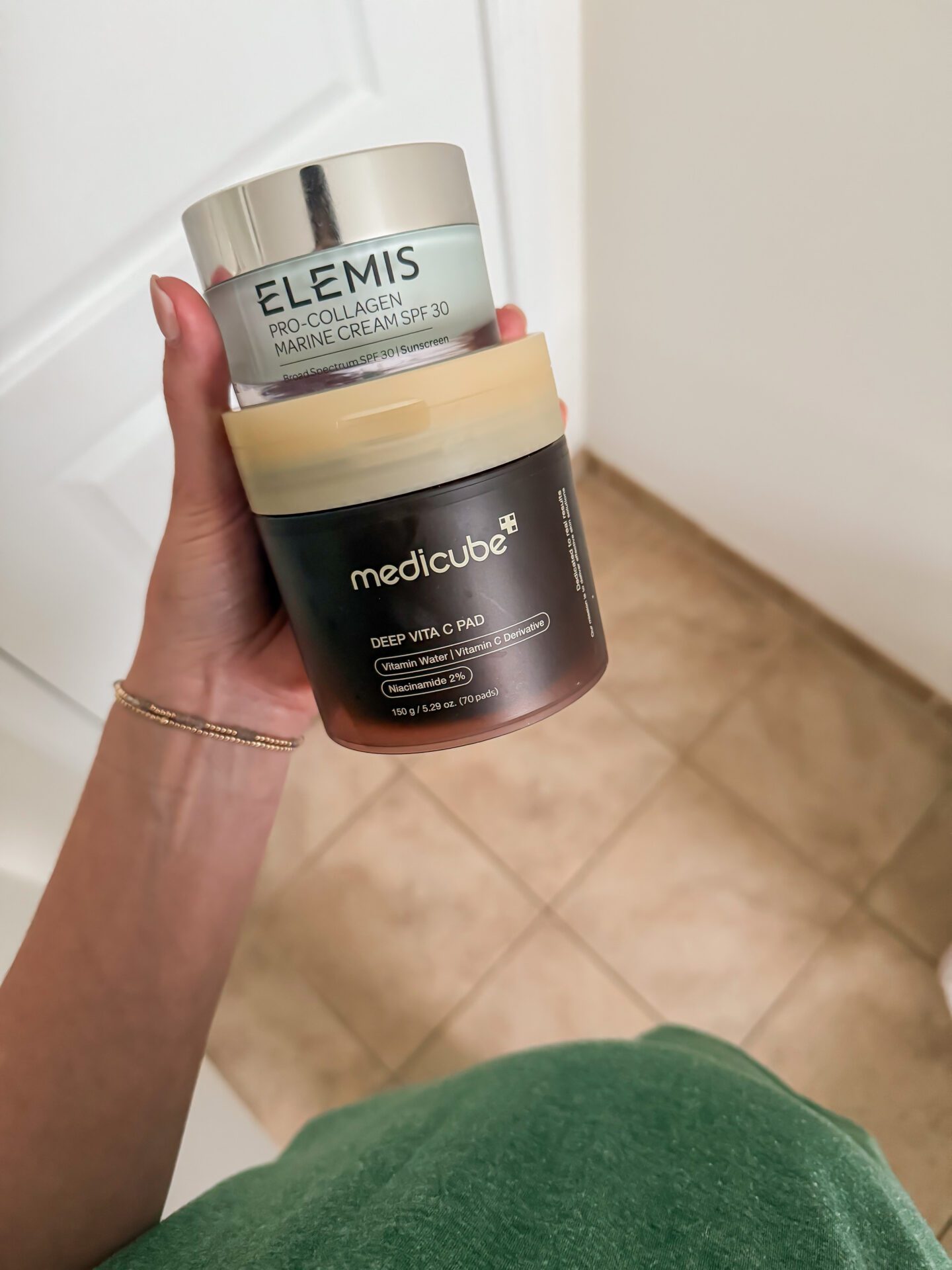Elemis marine cream + Medicube Vita C pads for mornings - favorites on Coming Up Roses